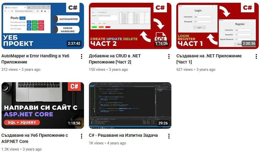 YouTube channel preview